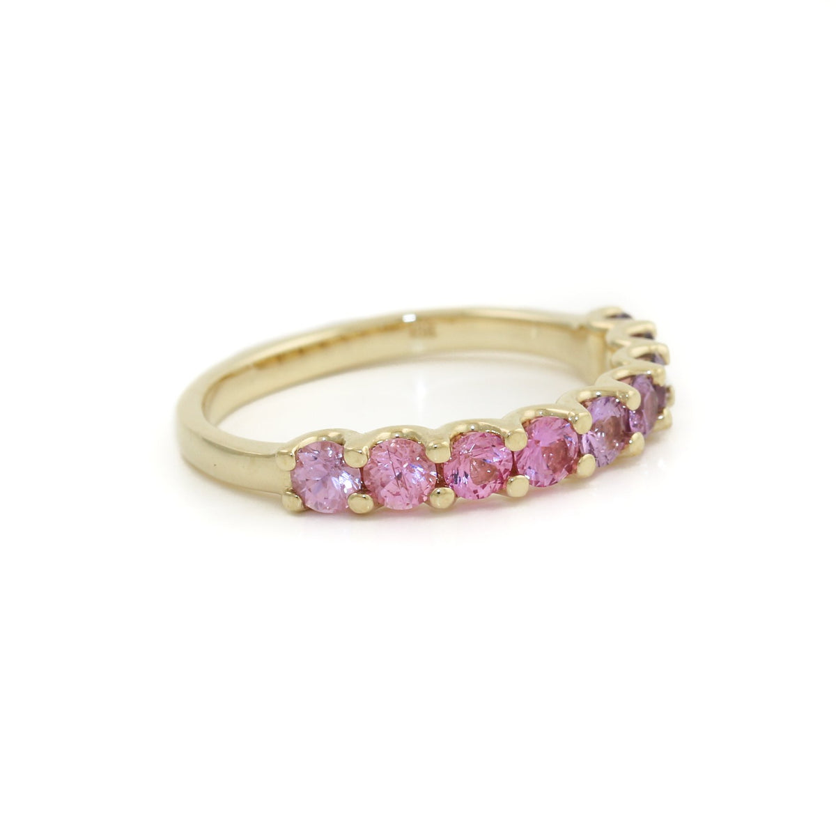 14K Gold Graduated Pink Sapphire Band - Kingdom Jewelry
