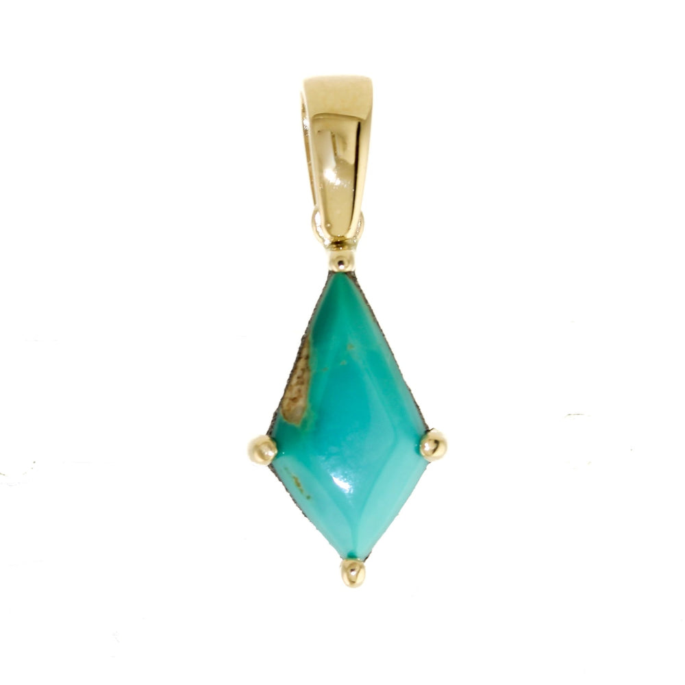 14K Gold Kite-Shaped Royston Turquoise Pendant - Kingdom Jewelry