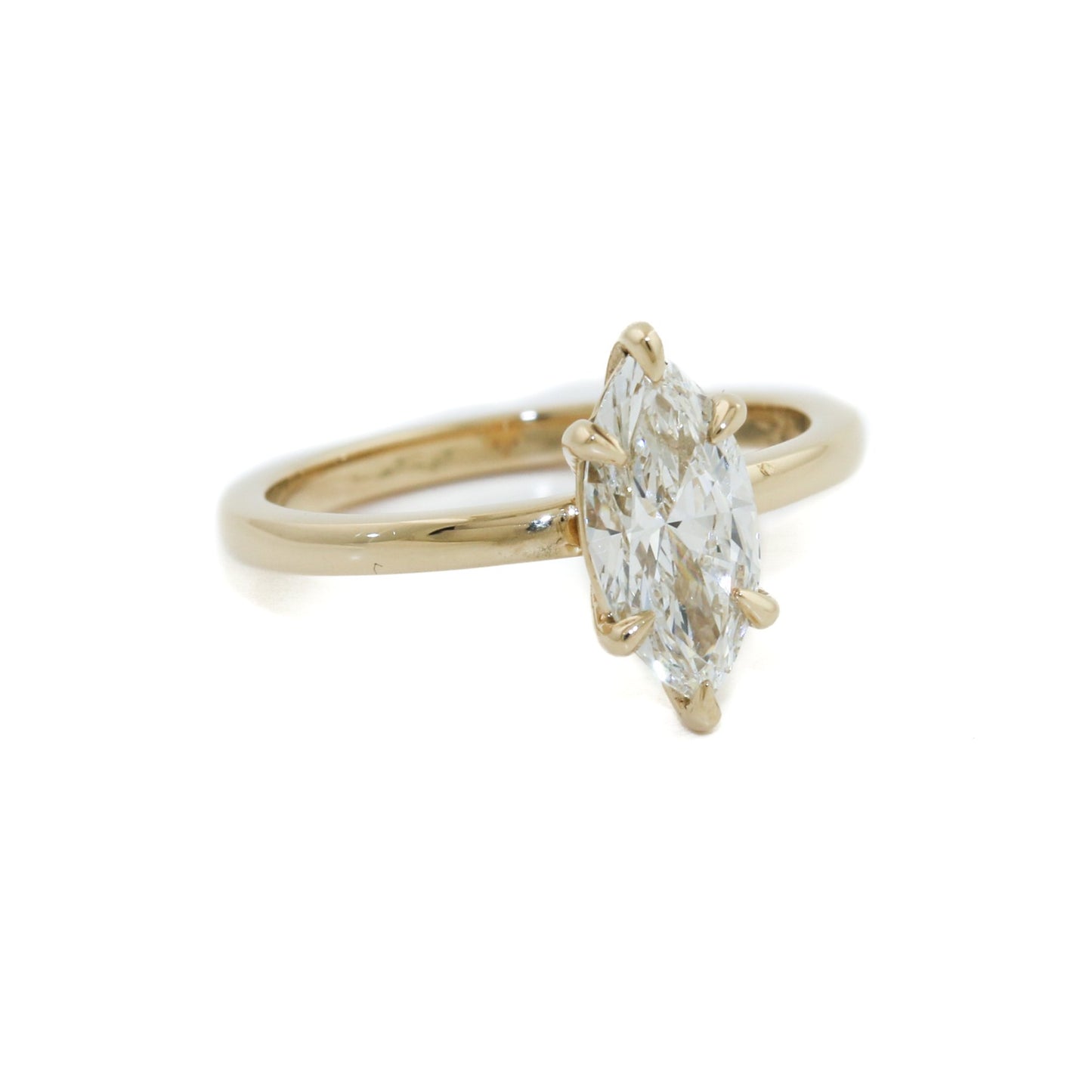 14K Gold Marquise Solitaire Diamond Ring - Kingdom Jewelry