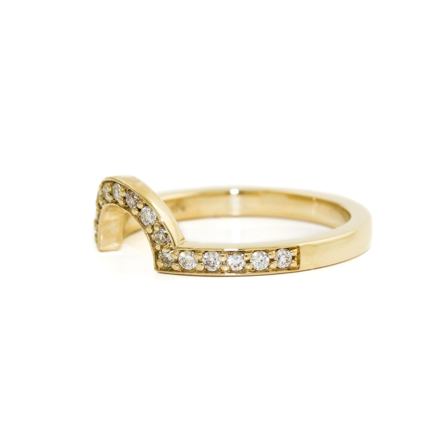 14K Gold Pave Diamond Round Crown Tiara Band - Kingdom Jewelry