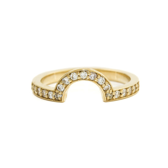 14K Gold Pave Diamond Round Crown Tiara Band - Kingdom Jewelry