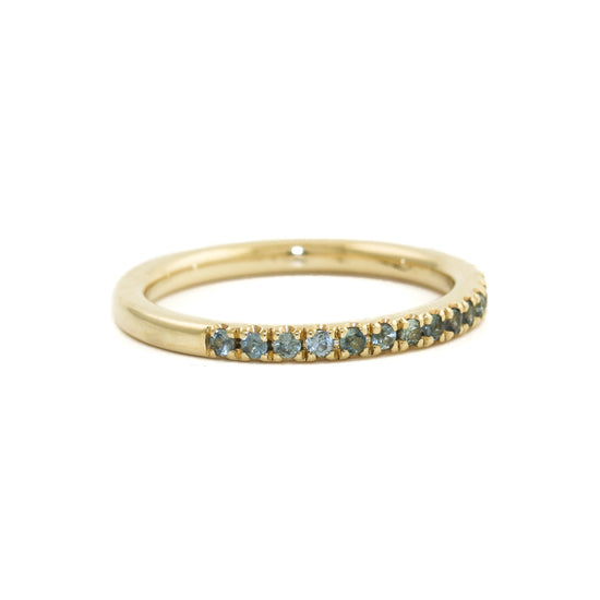 14K Gold Pavé Teal Sapphire Infinity Band - Kingdom Jewelry