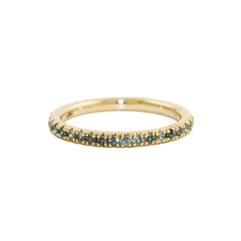 14K Gold Pavé Teal Sapphire Infinity Band - Kingdom Jewelry