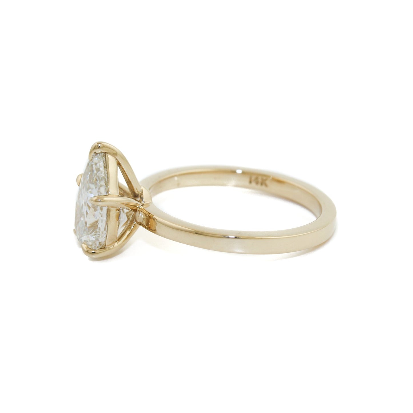 14K Gold Pear-Cut Diamond Solitaire Ring - Kingdom Jewelry