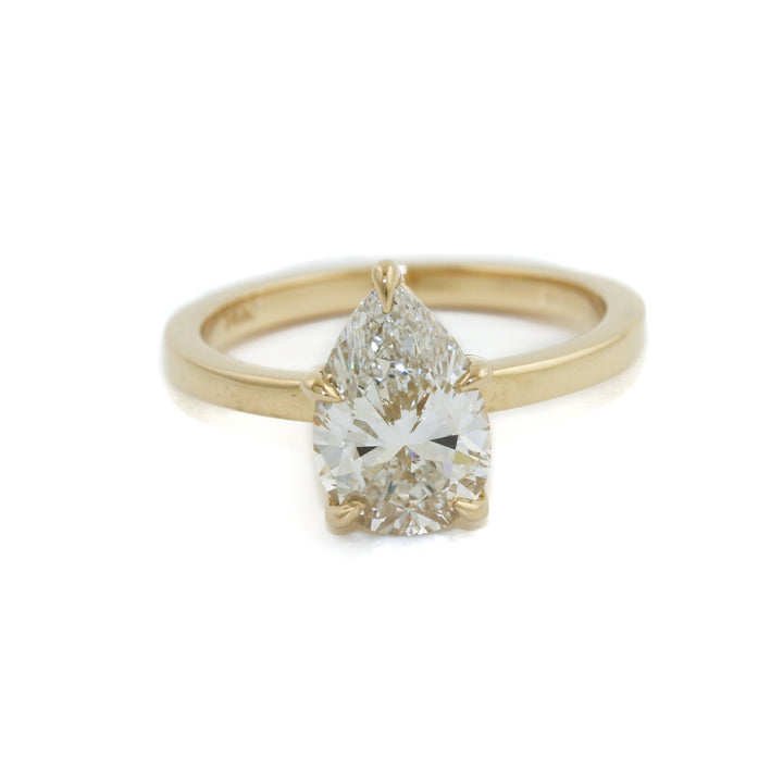14K Gold Pear-Cut Diamond Solitaire Ring - Kingdom Jewelry