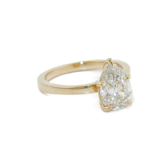 14K Gold Pear-Cut Diamond Solitaire Ring - Kingdom Jewelry