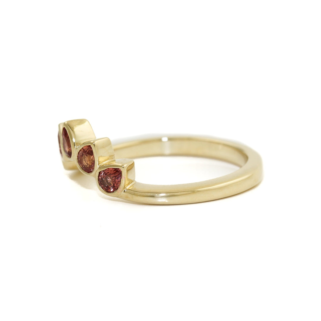 14K Gold Pear-Cut Padparadscha Tiara Band - Kingdom Jewelry