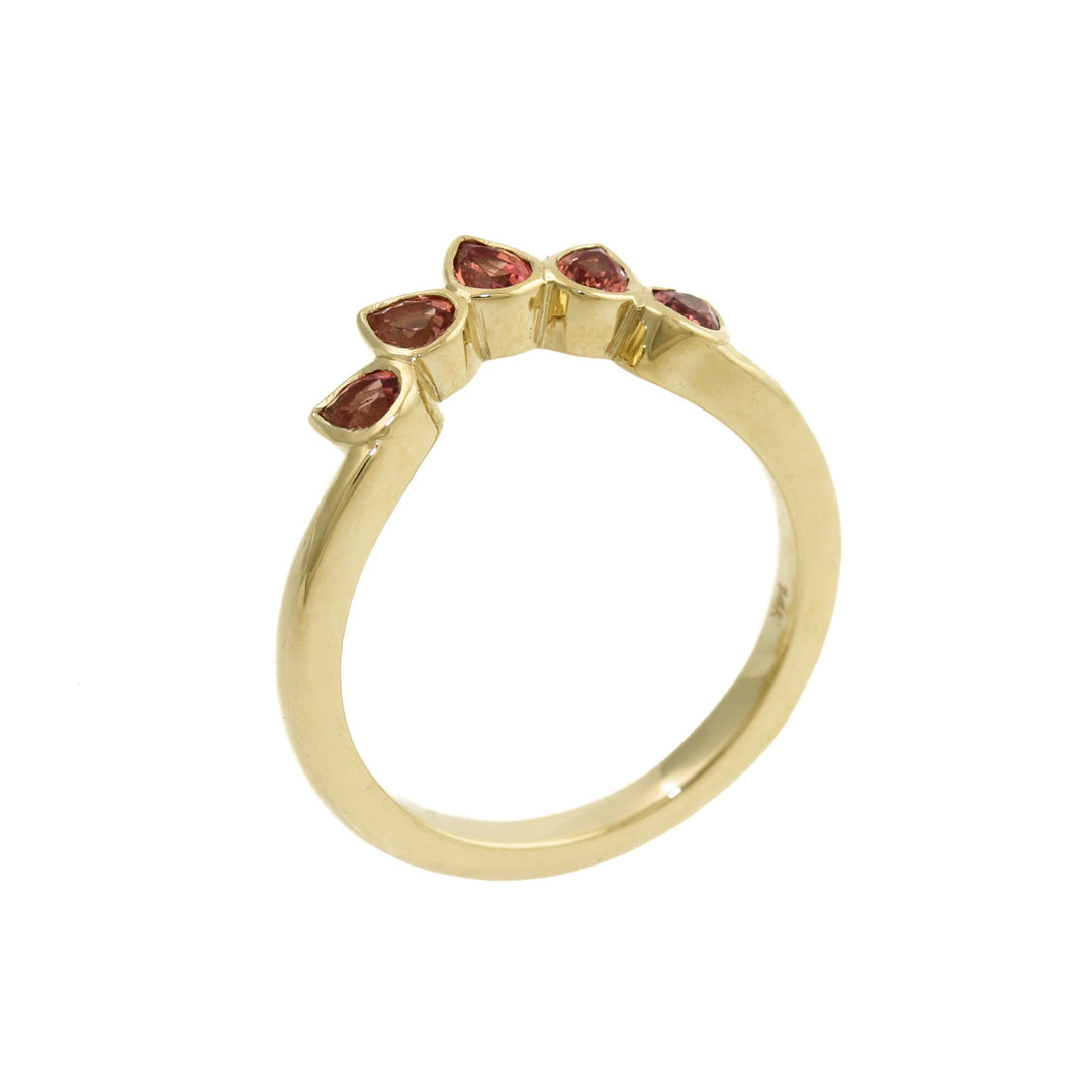 14K Gold Pear-Cut Padparadscha Tiara Band - Kingdom Jewelry