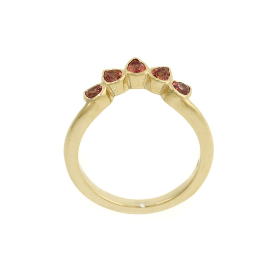 14K Gold Pear-Cut Padparadscha Tiara Band - Kingdom Jewelry