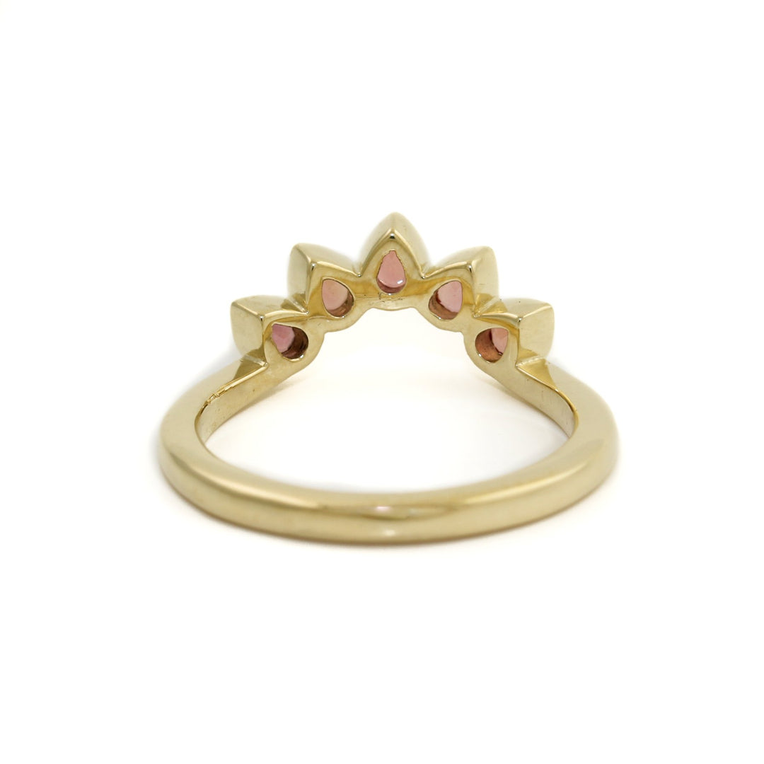 14K Gold Pear-Cut Padparadscha Tiara Band - Kingdom Jewelry