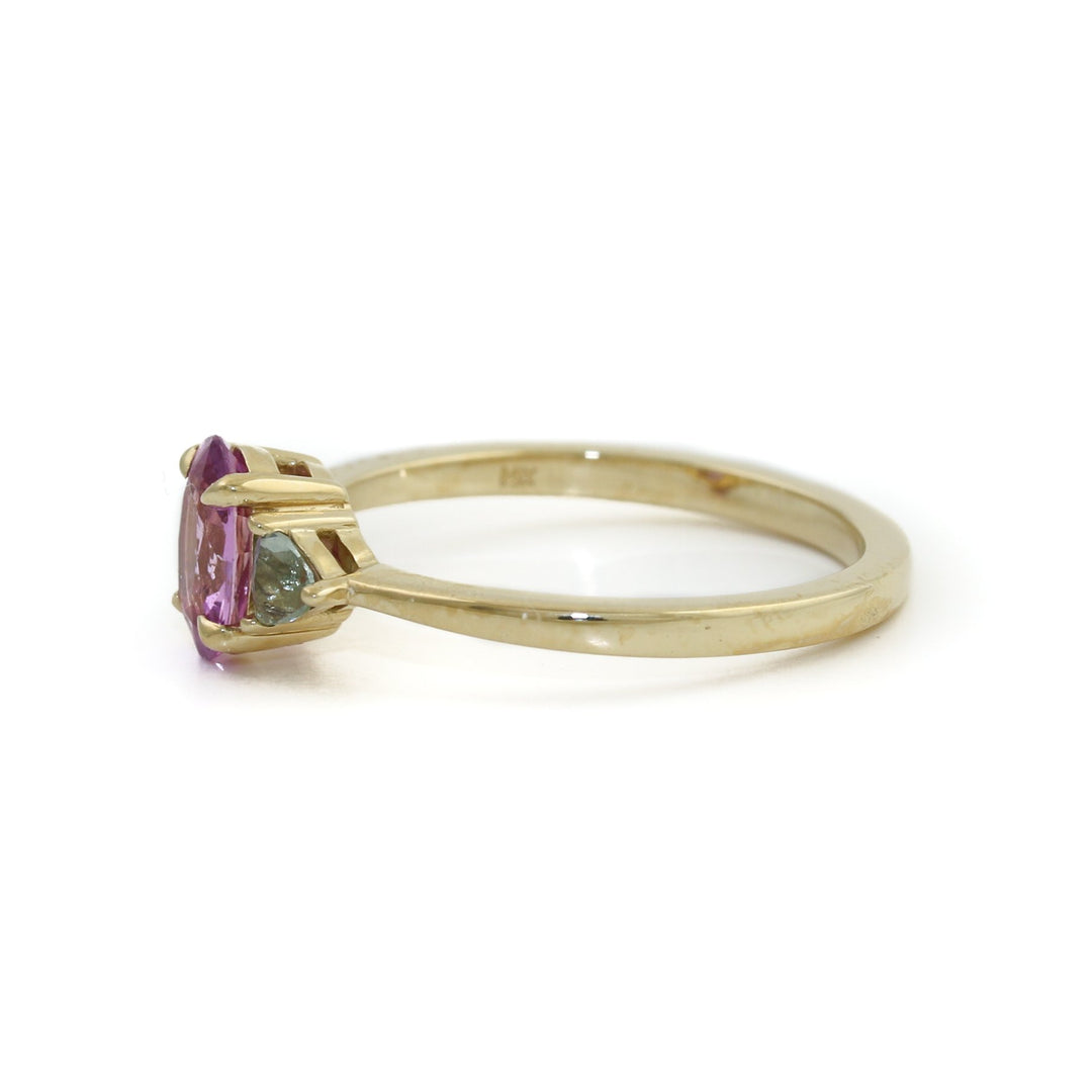 14K Gold Pink & Teal Sapphire Ring - Kingdom Jewelry