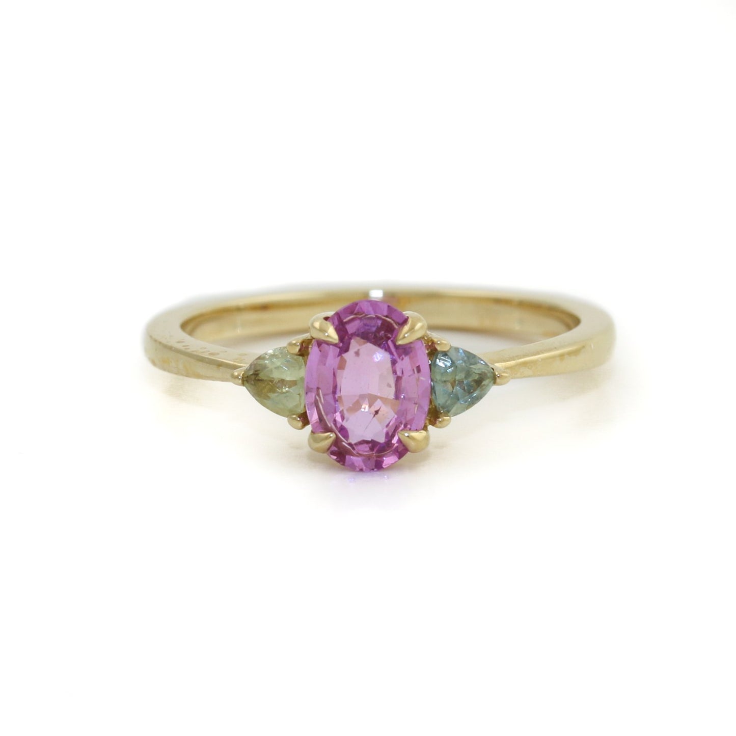 14K Gold Pink & Teal Sapphire Ring - Kingdom Jewelry