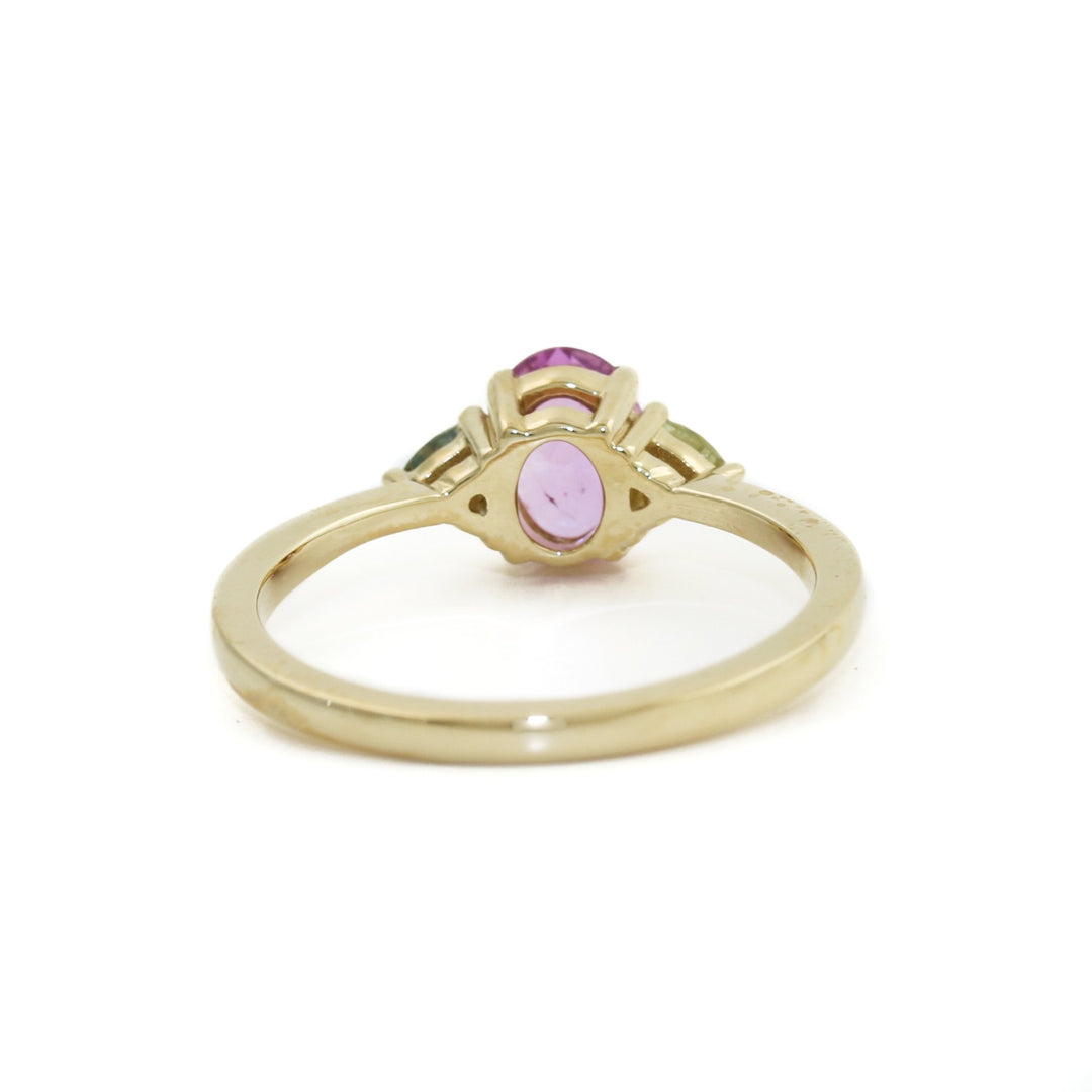 14K Gold Pink & Teal Sapphire Ring - Kingdom Jewelry