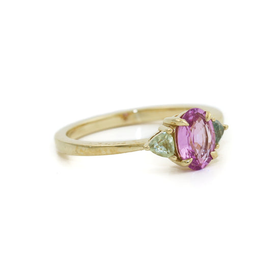 14K Gold Pink & Teal Sapphire Ring - Kingdom Jewelry
