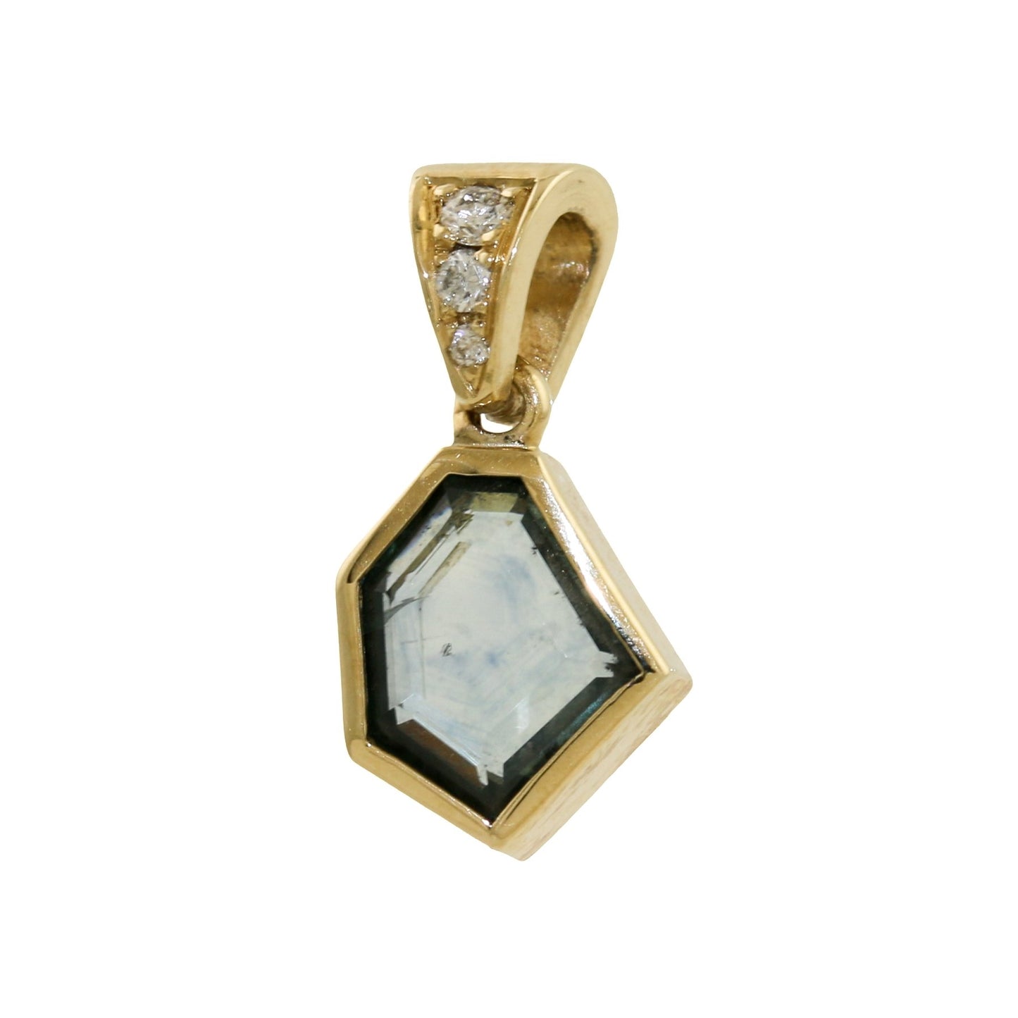 14k Gold Portrait Montana Sapphire x Diamond Pendant - Kingdom Jewelry