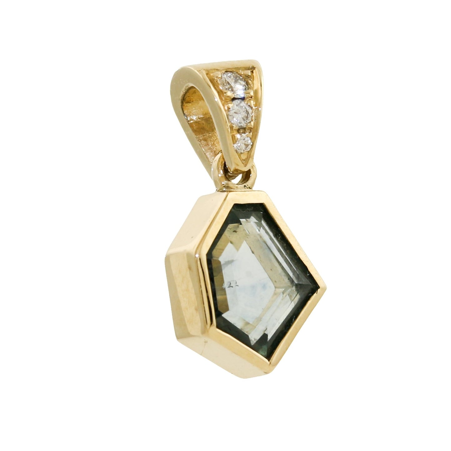 14k Gold Portrait Montana Sapphire x Diamond Pendant - Kingdom Jewelry