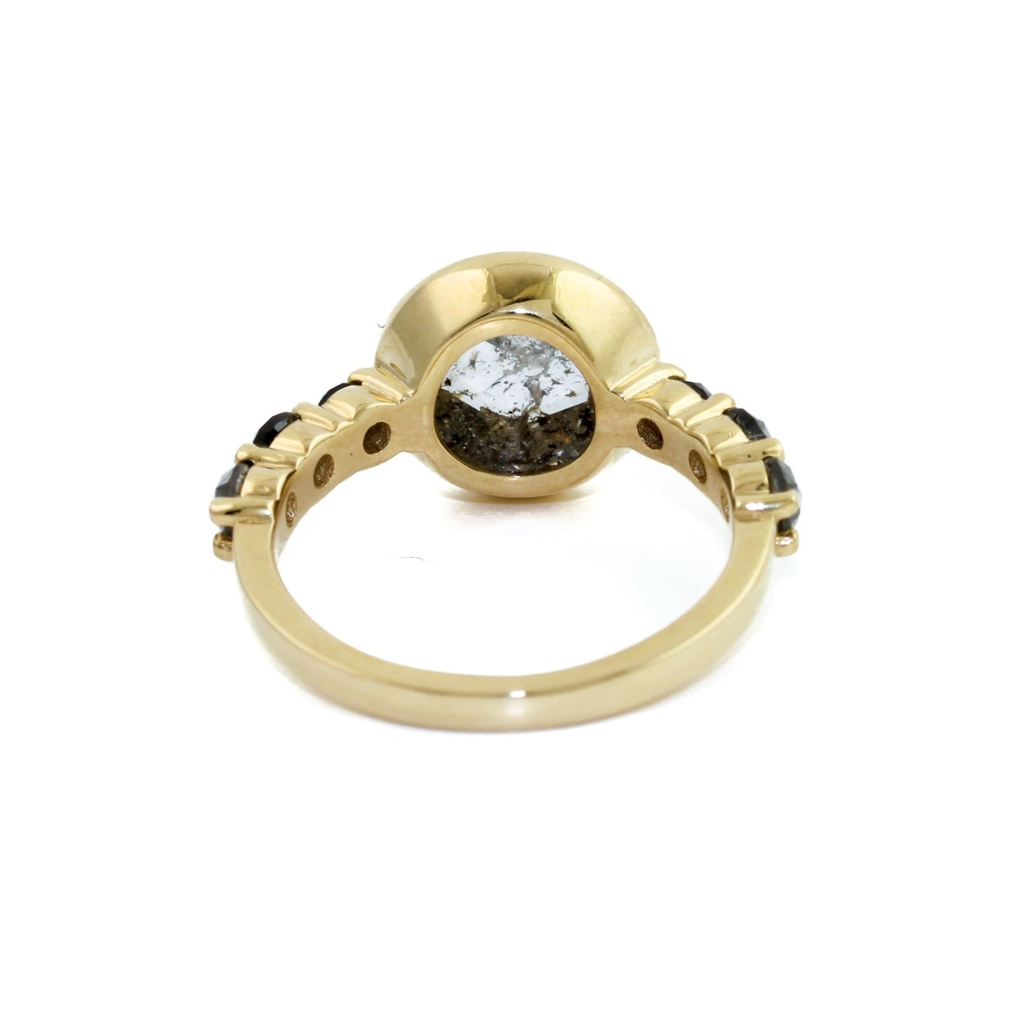 14K Gold Rose Cut Salt & Pepper Diamond Ring - Kingdom Jewelry