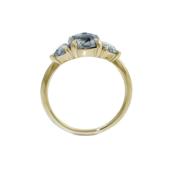 14K Gold Rose Cut Salt & Pepper Diamond Ring by Kingdom - Kingdom Jewelry