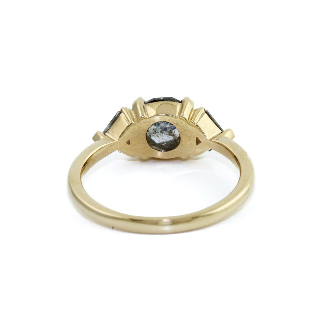 14K Gold Rose Cut Salt & Pepper Diamond Ring by Kingdom - Kingdom Jewelry