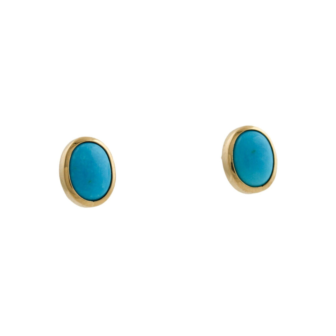 14K Gold Sleeping Beauty Turquoise Studs - Kingdom Jewelry