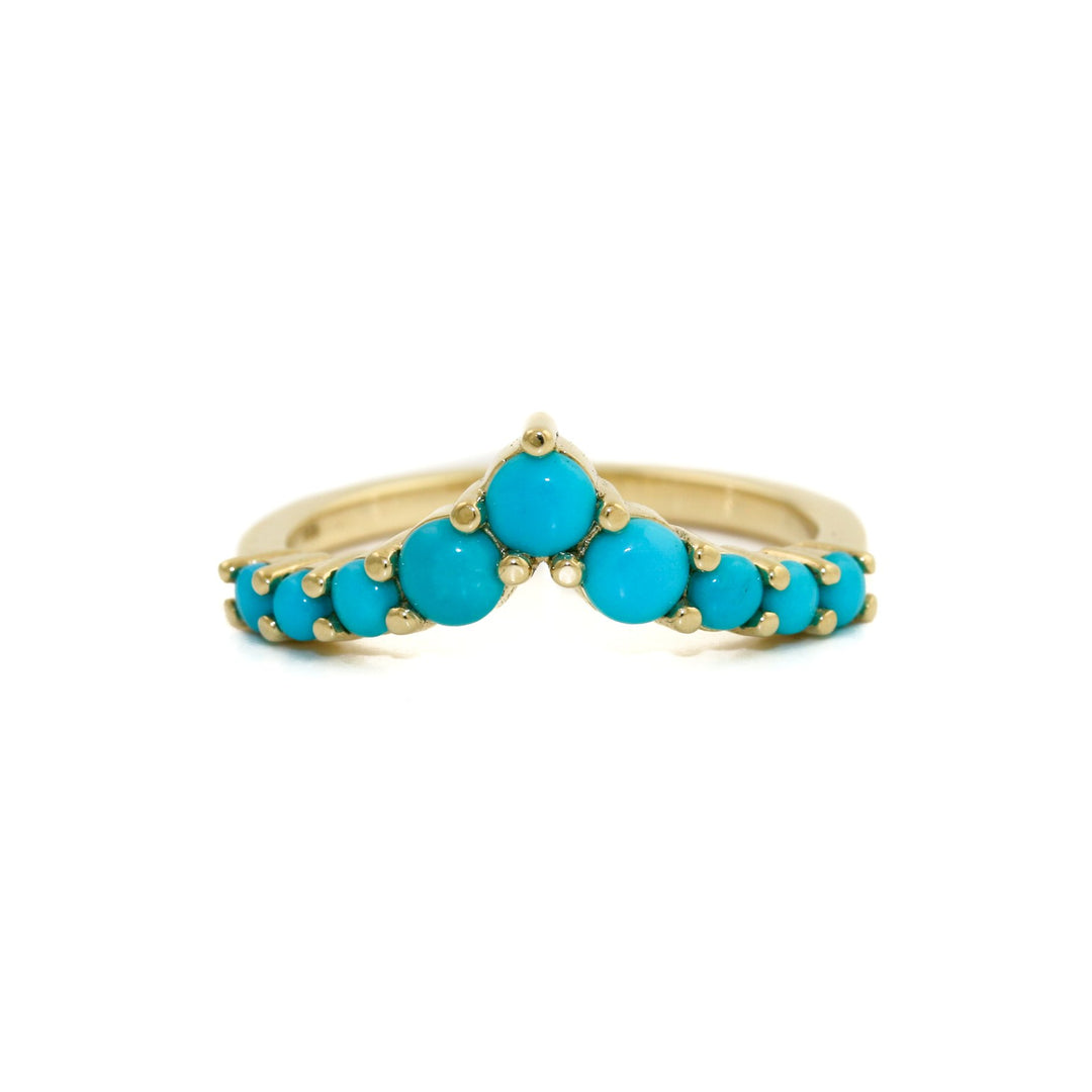 14K Gold Sleeping Beauty Turquoise Tiara Band - Kingdom Jewelry