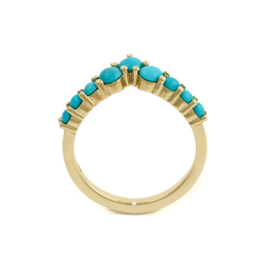 14K Gold Sleeping Beauty Turquoise Tiara Band - Kingdom Jewelry
