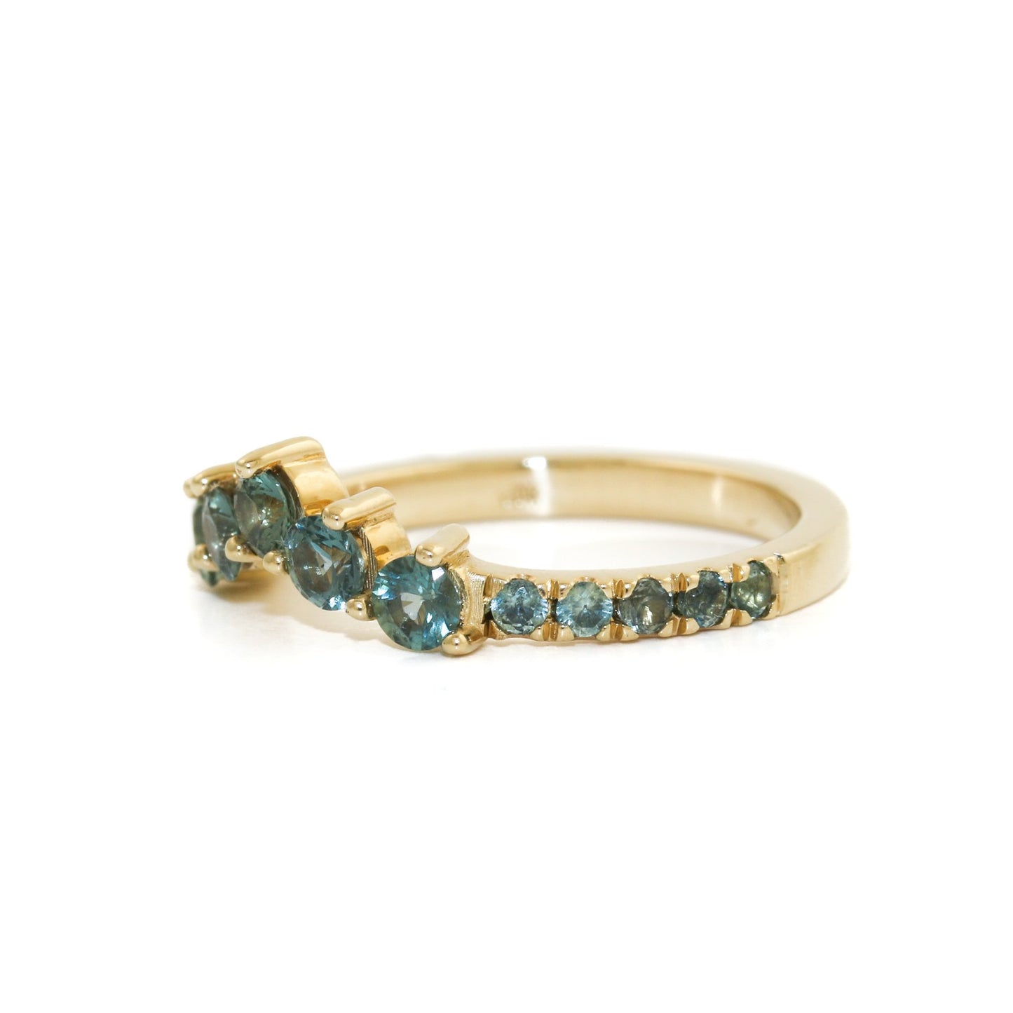 14K Gold Teal Sapphire Tiara Band - Kingdom Jewelry