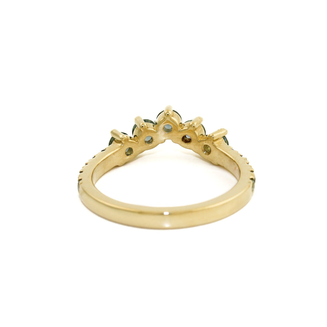 14K Gold Teal Sapphire Tiara Band - Kingdom Jewelry