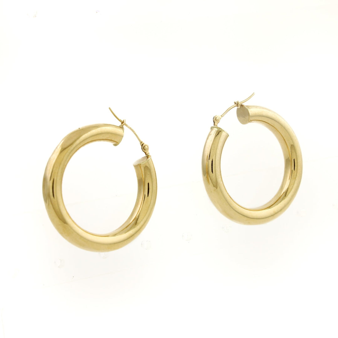 14k Gold Tube Hoop Earrings - Kingdom Jewelry