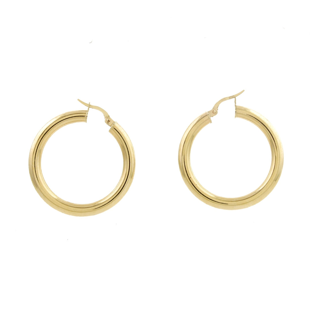 14k Gold Tube Hoop Earrings - Kingdom Jewelry