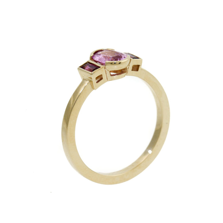 14k Gold x Pink Sapphire & Grape Garnet Engagement - Kingdom Jewelry