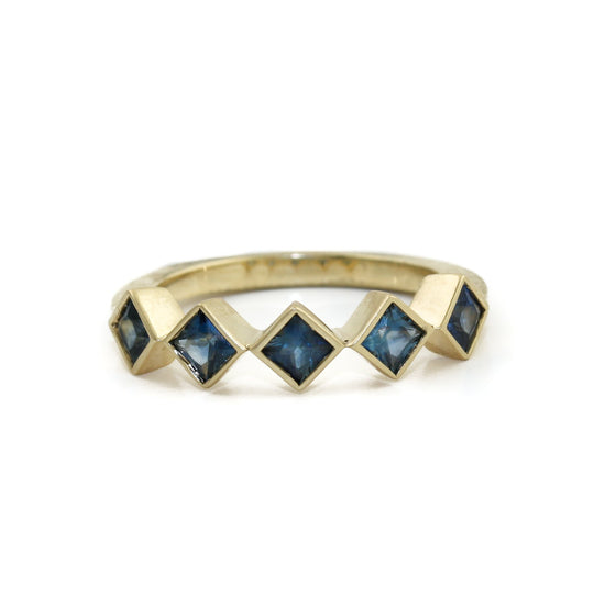14k Gold x Princess-Cut Sapphire Semi-Eternity Band - Kingdom Jewelry