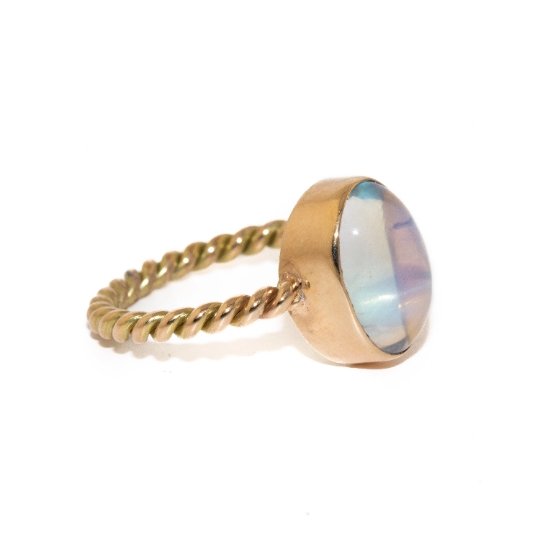 14K Gold x Rainbow Moon Stone Ring - Kingdom Jewelry