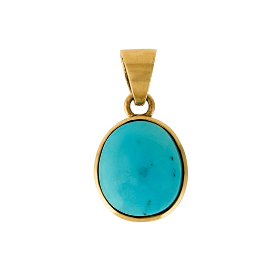 14k Gold x Sky Blue Egyptian Turquoise Pendant - Kingdom Jewelry