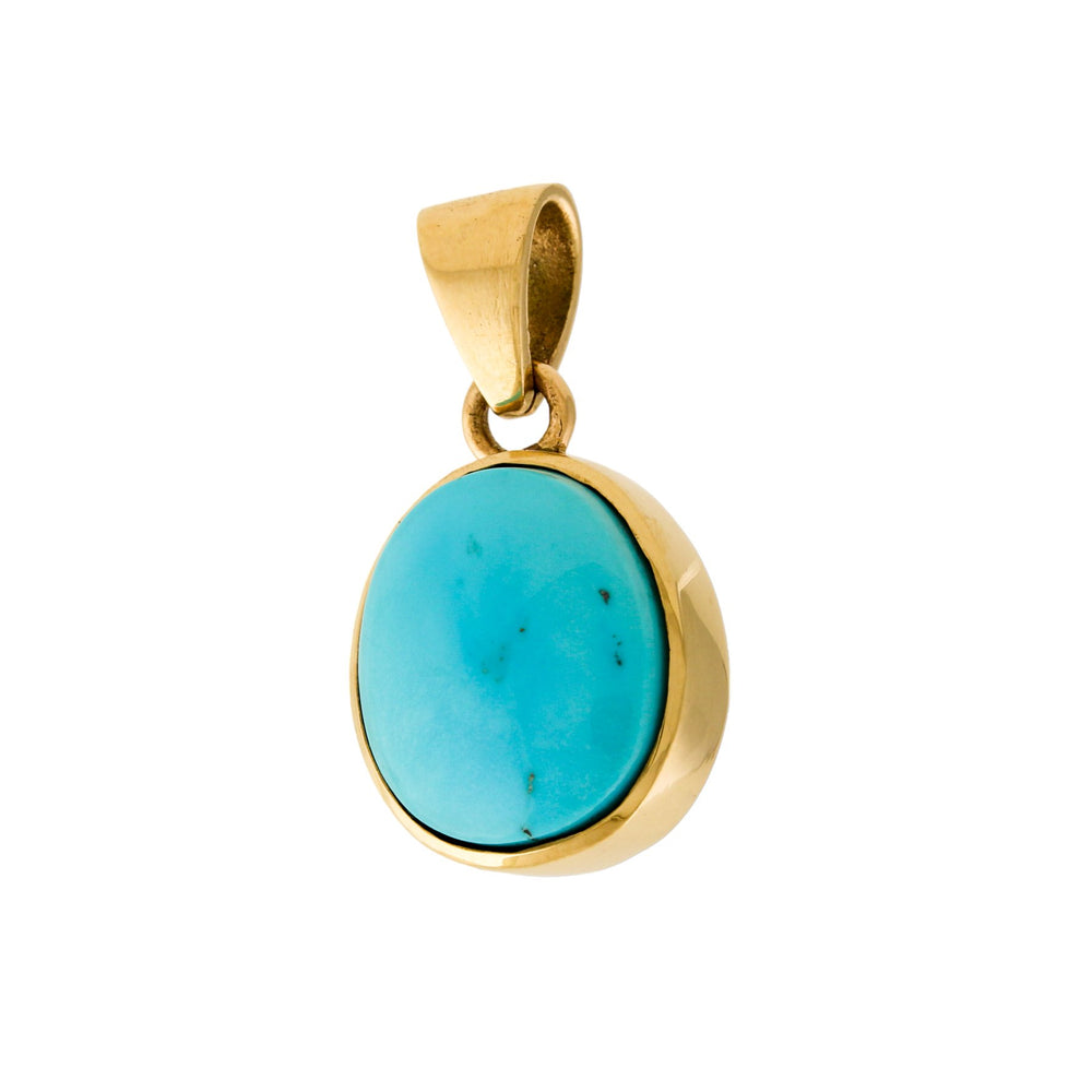 14k Gold x Sky Blue Egyptian Turquoise Pendant - Kingdom Jewelry