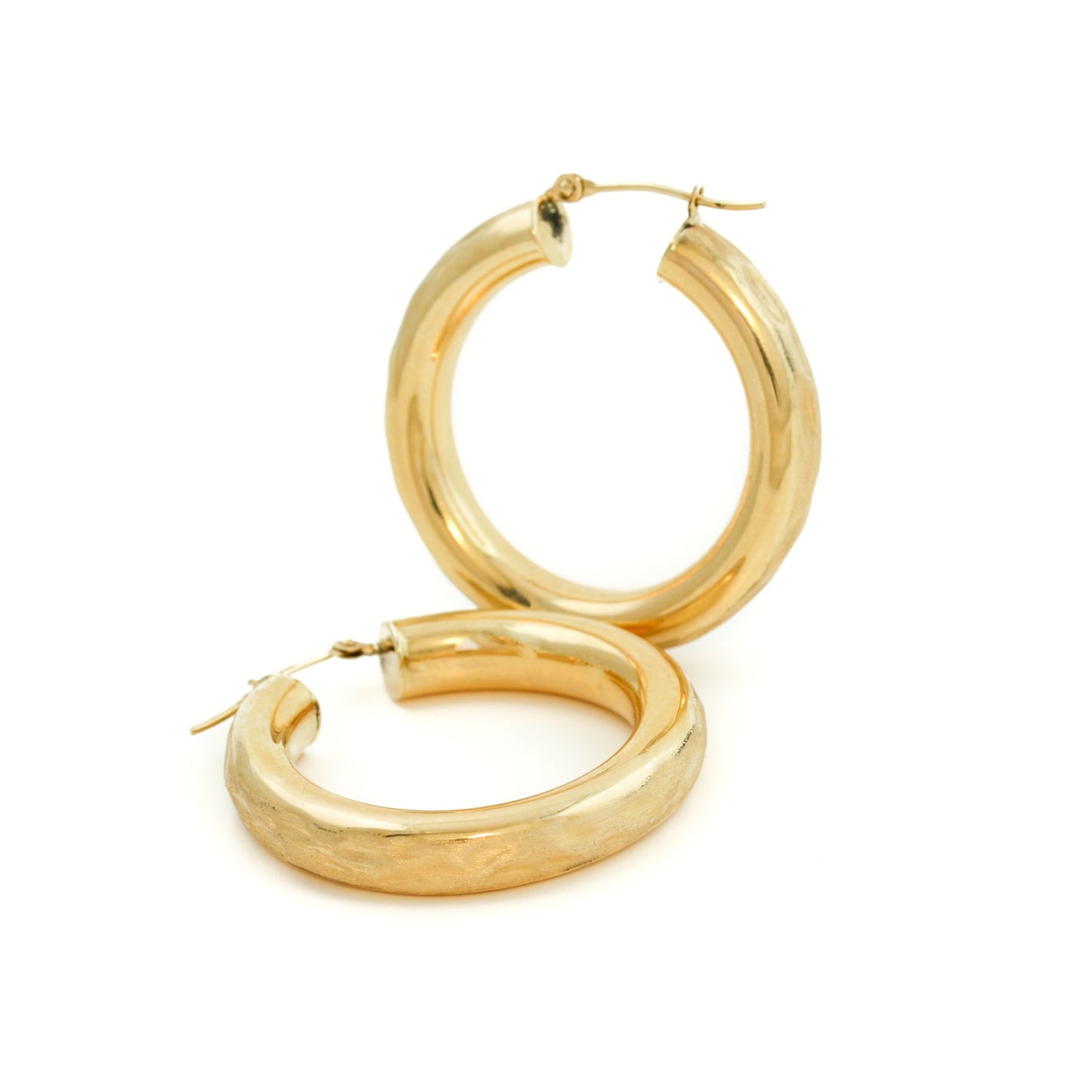 Load image into Gallery viewer, 14k Hammered Tube Hoops - Kingdom Jewelry
