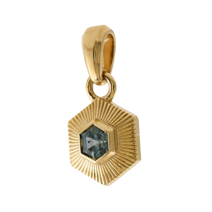 14k Hexagon Sapphire Pendant - Kingdom Jewelry