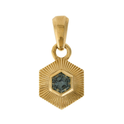 14k Hexagon Sapphire Pendant - Kingdom Jewelry