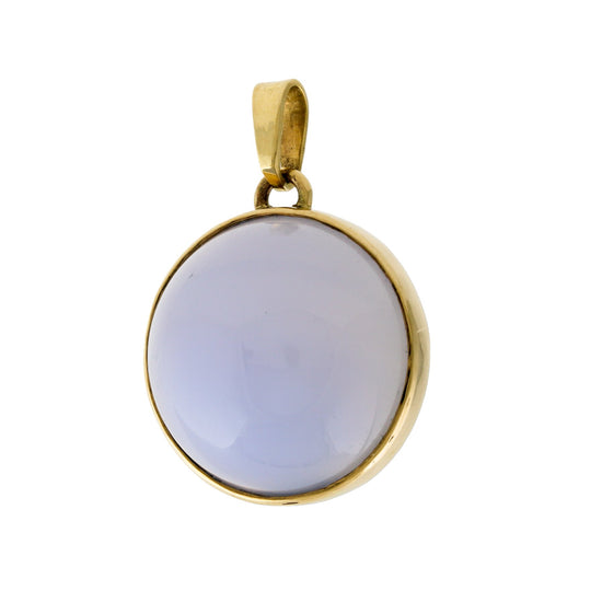 14k Holly Blue Chalcedony Round Pendant - Kingdom Jewelry