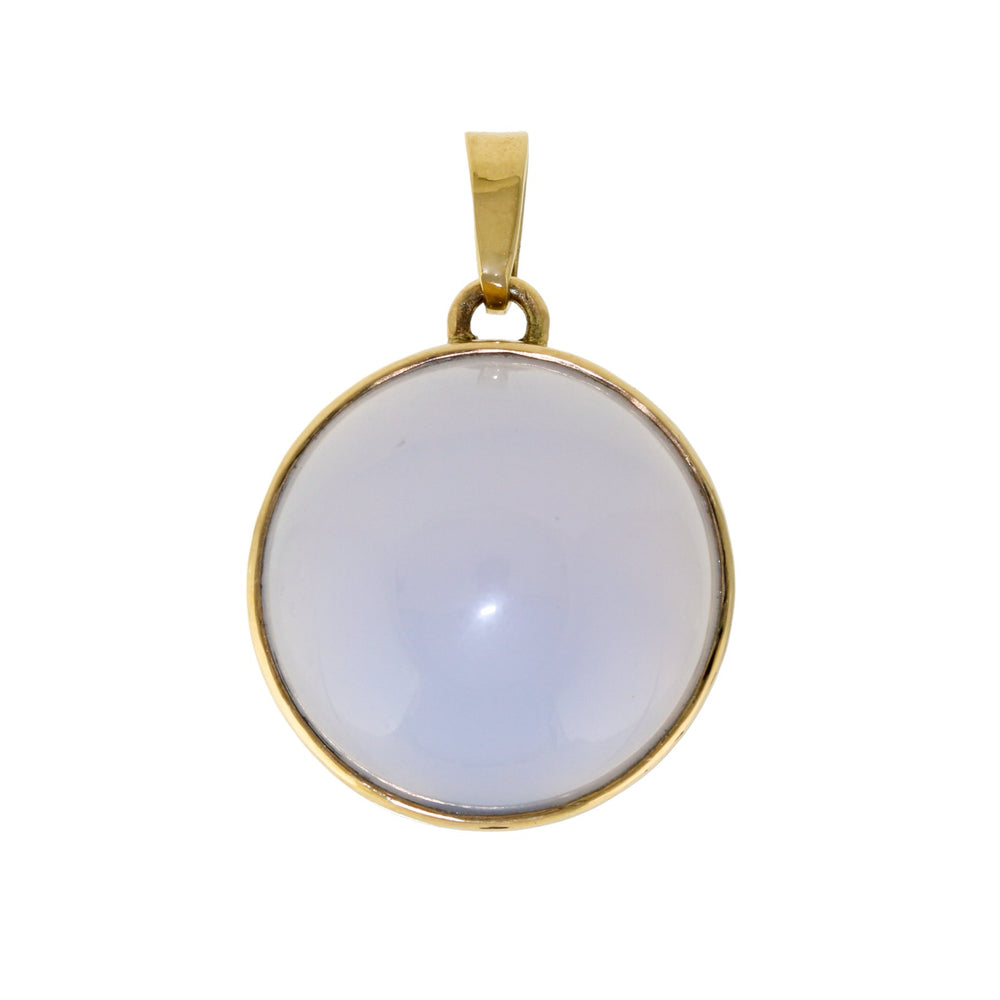 14k Holly Blue Chalcedony Round Pendant - Kingdom Jewelry