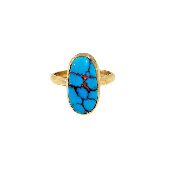 14k Oblong Turquoise Ring - Kingdom Jewelry