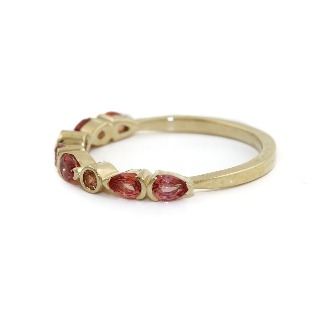 14k Padparadscha Peach Sapphire Band - Kingdom Jewelry