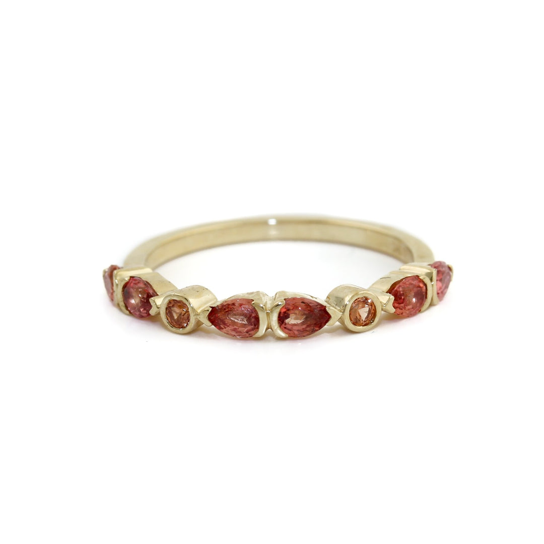 14k Padparadscha Peach Sapphire Band - Kingdom Jewelry