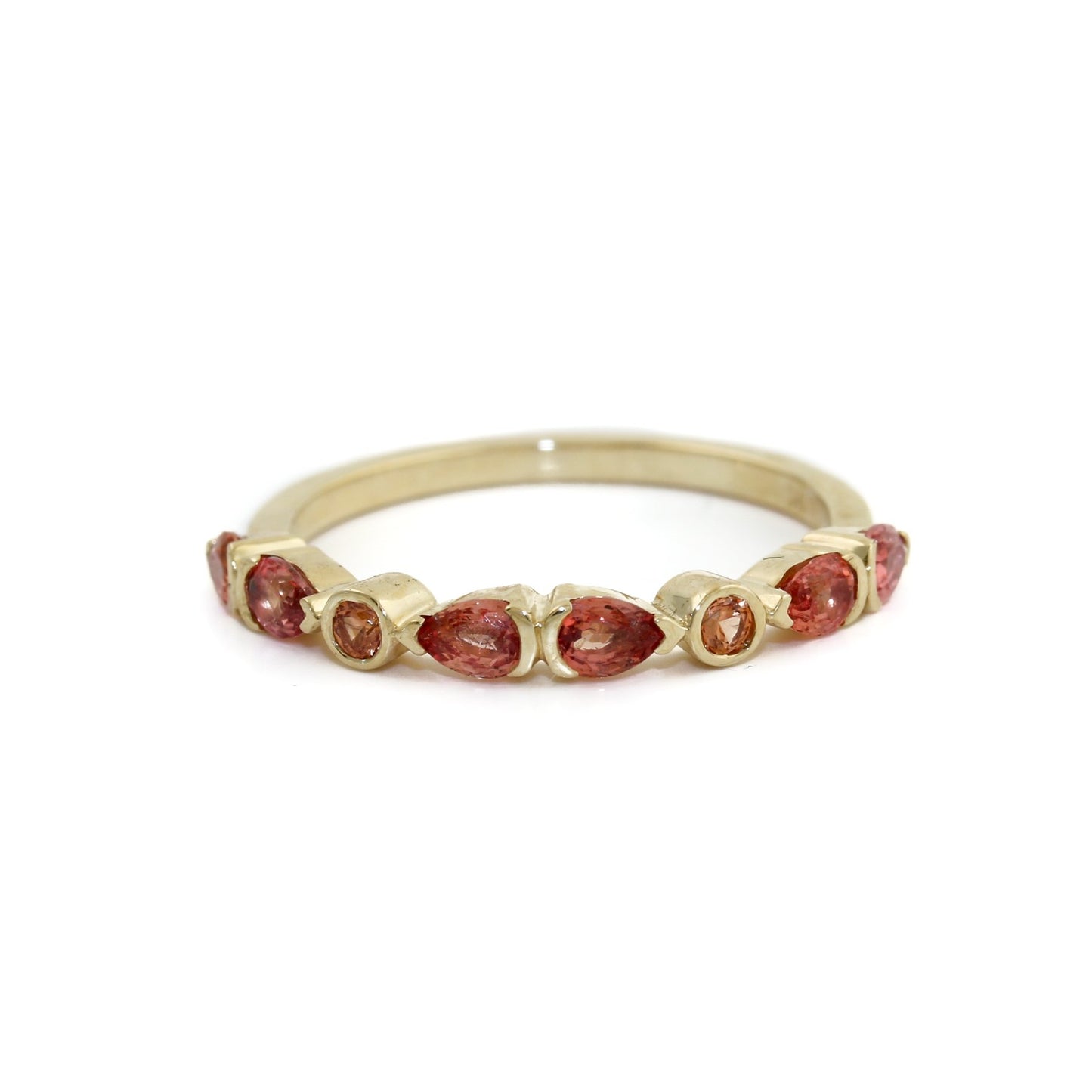 14k Padparadscha Peach Sapphire Band - Kingdom Jewelry