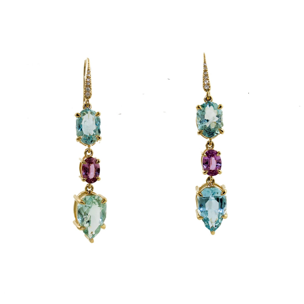 
                      
                        14k Pink Sapphire x Aquamarine Drop Earrings - Kingdom Jewelry
                      
                    