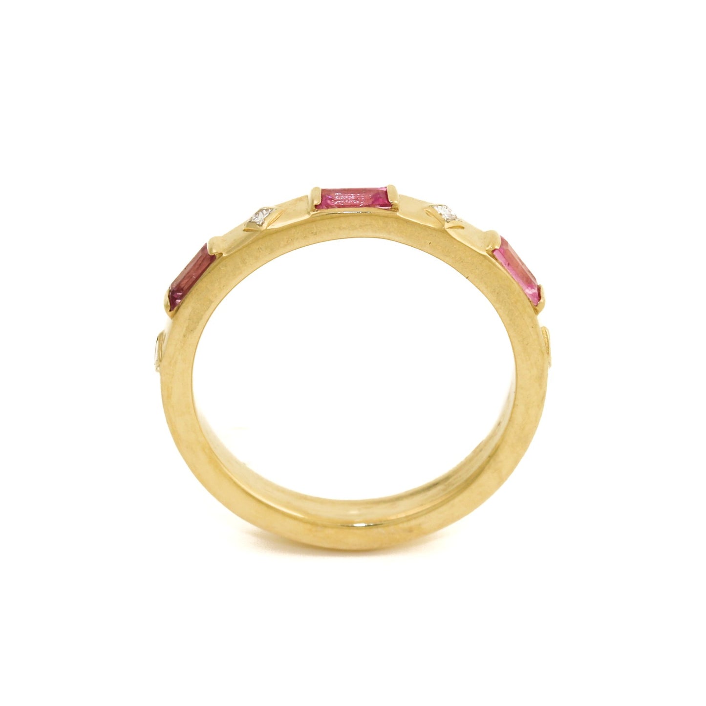 14k Pink Sapphire x Diamond Stacking Band - Kingdom Jewelry