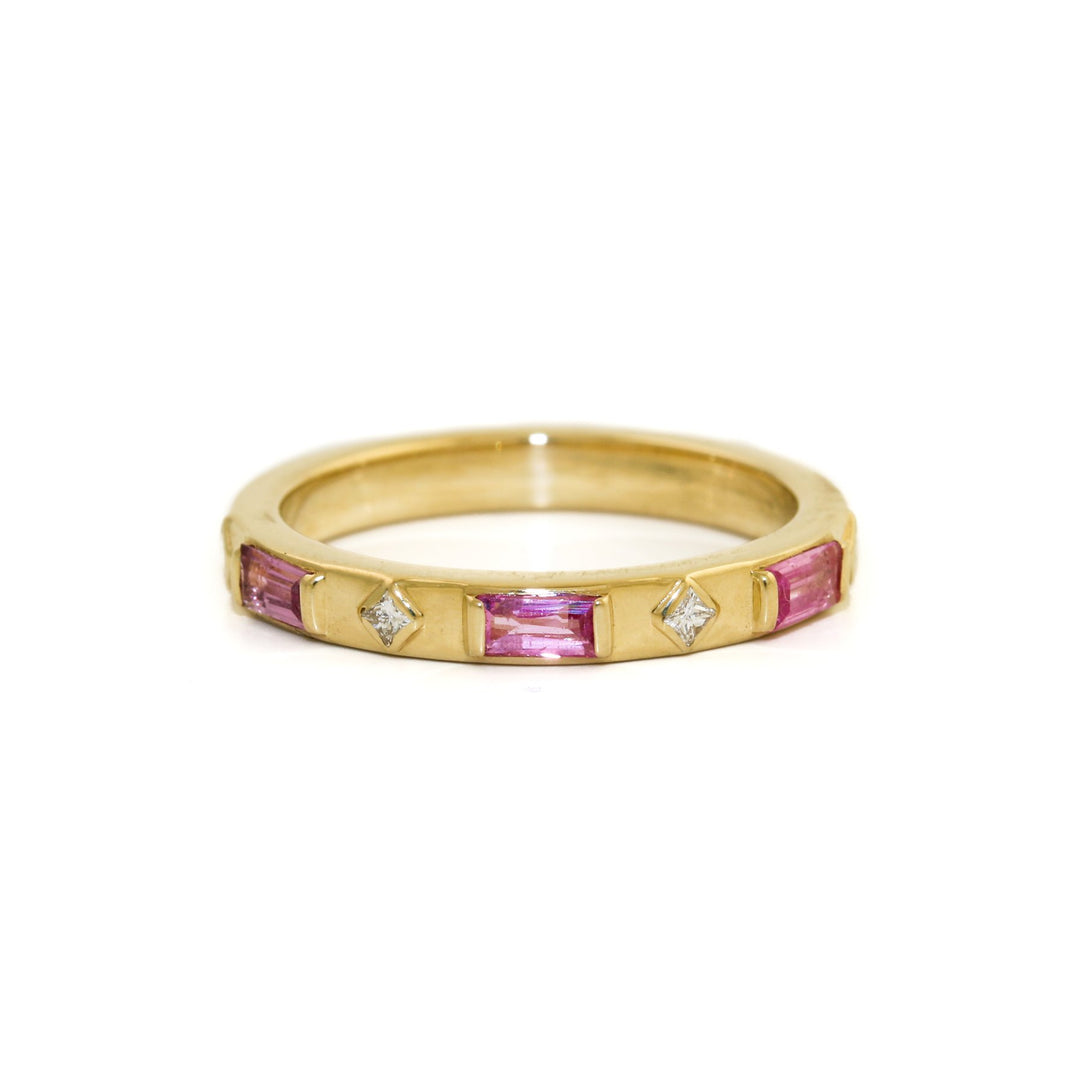 14k Pink Sapphire x Diamond Stacking Band - Kingdom Jewelry