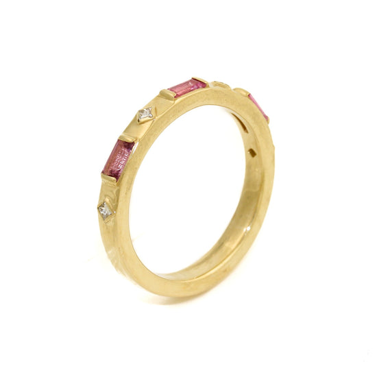 14k Pink Sapphire x Diamond Stacking Band - Kingdom Jewelry