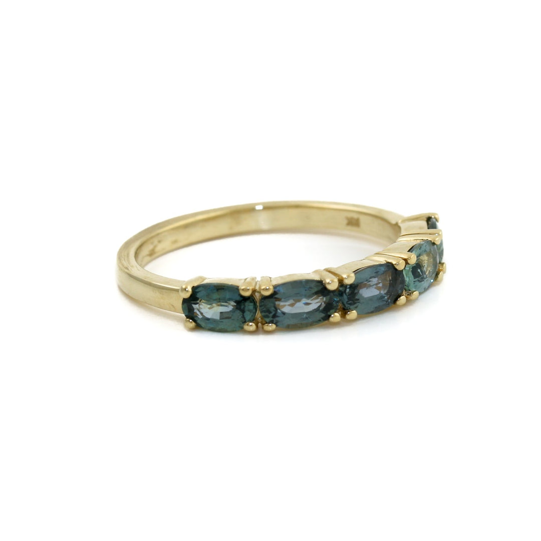 14K Teal Oval Sapphire Band - Kingdom Jewelry