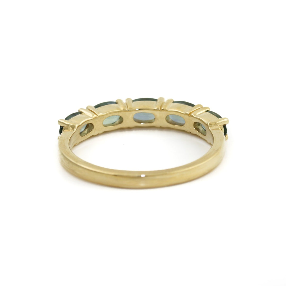 14K Teal Oval Sapphire Band - Kingdom Jewelry